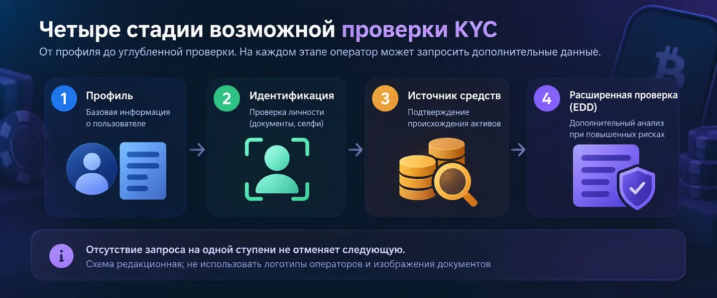 Ченыре стадии возможной проверки KYC от профиля до EDD