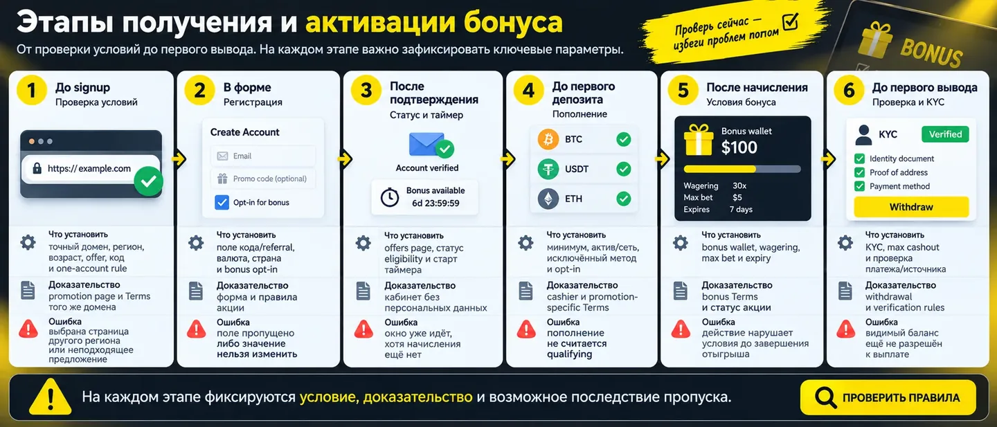 Этапы от проверки условий до первого вывода